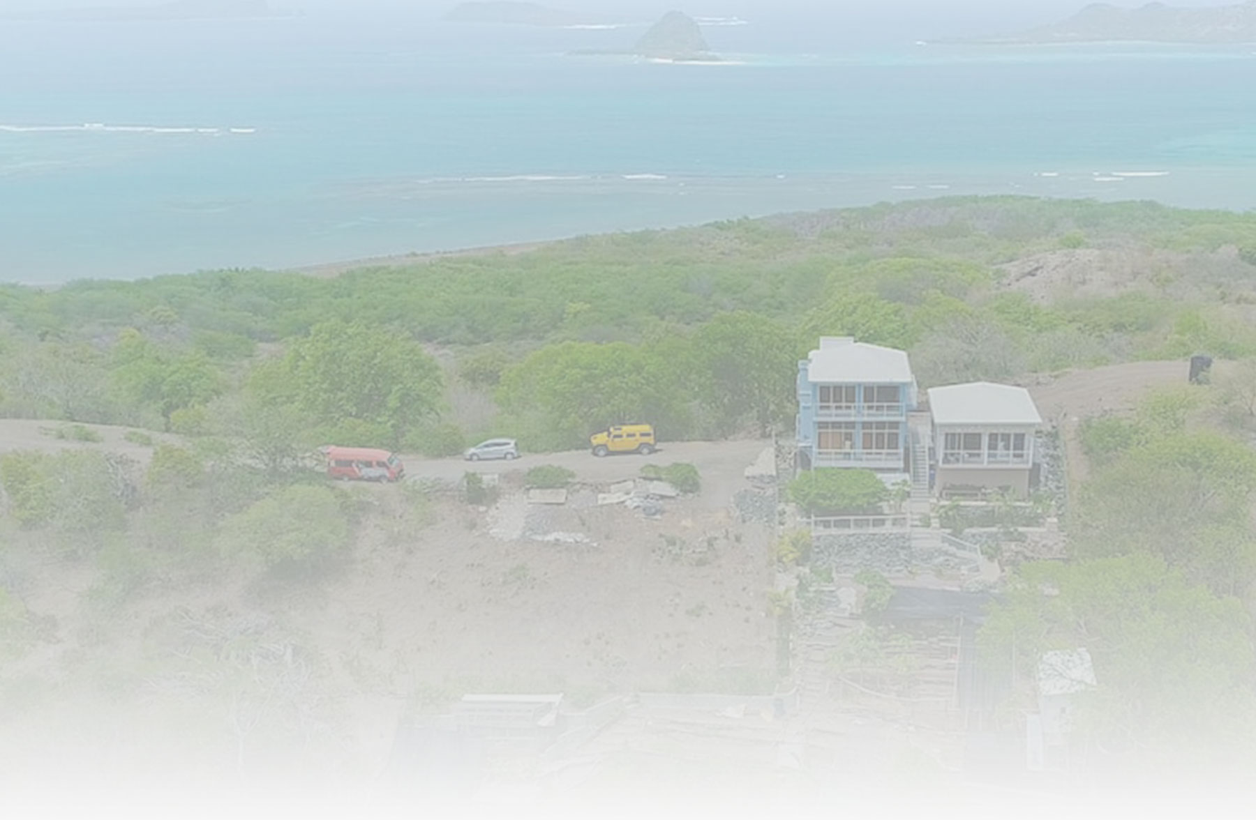 Ocean with island and mountains in background